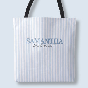 Tote Bag Nom de demoiselle d'honneur écrit en script rayé m
