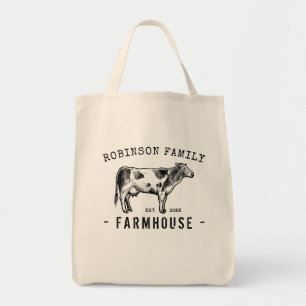 Tote Bag Nom de famille Farmhouse Rustique Lait Vache