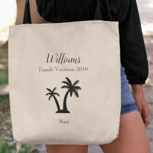 Tote Bag Nom de famille moderne et élégant Vacances tropi