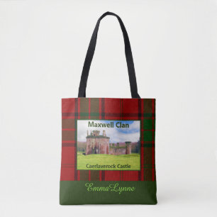 Tote Bag Nom de famille personnalisé Clan Maxwell Tartan &