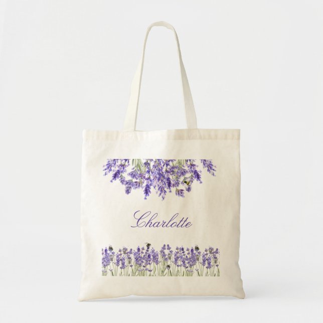 Tote Bag Nom de fleurs de violette lavande écriture (Devant)
