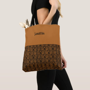 Tote Bag Nom de la Damas Victorian Orange Black