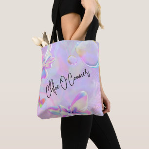 Tote Bag Nom de la Parties scintillant violet rose holograp
