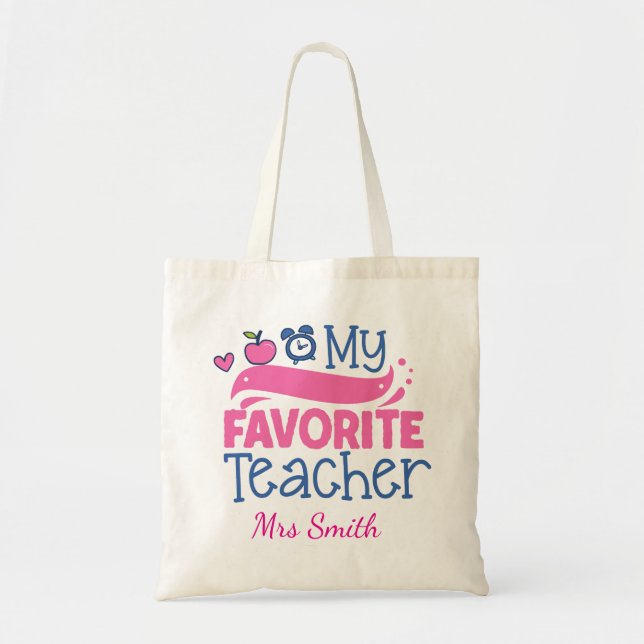 Tote Bag Nom de la Personnaliser Mon enseignant favori (Devant)