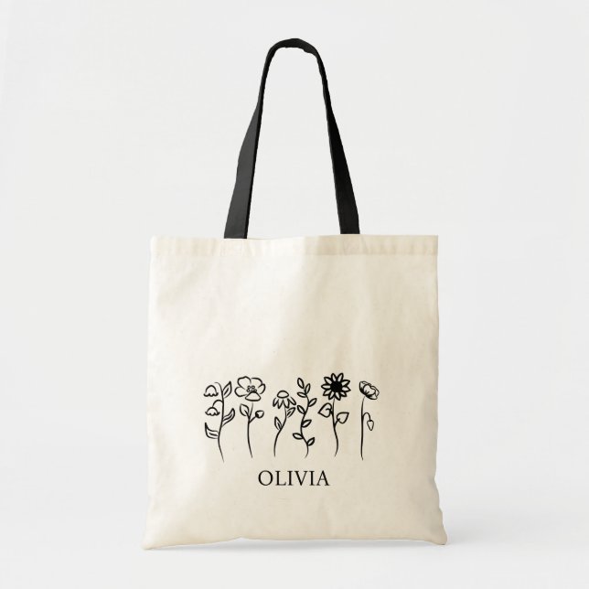 Tote Bag Nom de la servante de Fleur sauvage rustique éléga (Devant)