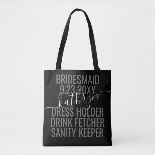 Tote Bag Nom de la servante moderne Black White