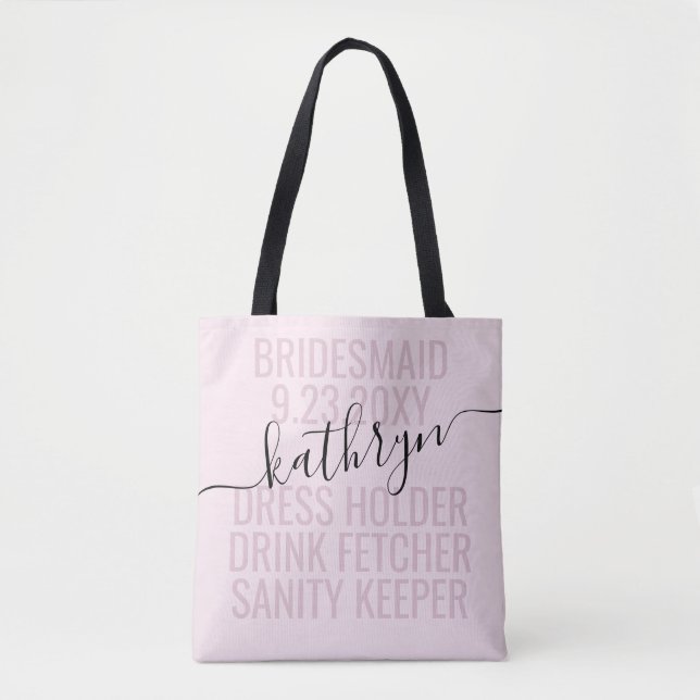 Tote Bag Nom de la servante rose personnalisée Personnalisé (Devant)