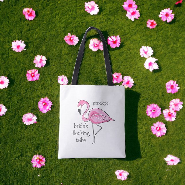 Tote Bag Nom de la tribu de la mariée témoin flamant rose (Créateur téléchargé)