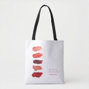 Tote Bag Nom de l'artiste maquillage rouge à lèvres nuances