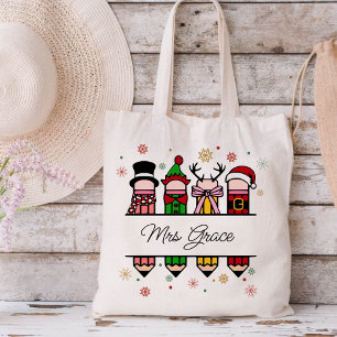 Tote Bag Nom de l'enseignant personnalisé Crayon, cadeau de
