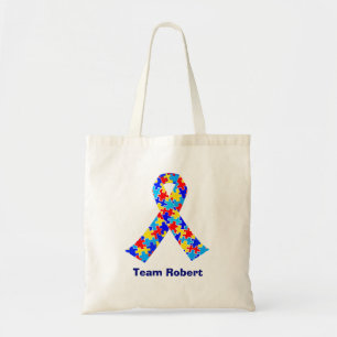 Tote Bag Nom de l'équipe Bleu ruban de Sensibilisation sur 