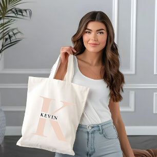 Tote Bag Nom de monogramme minimaliste élégant