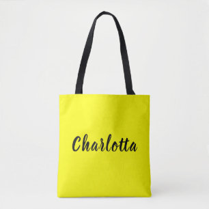 Tote Bag Nom de personnalisation noir Couleur jaune néon