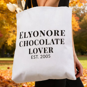 Tote Bag Nom de script noir amateur de chocolat établi