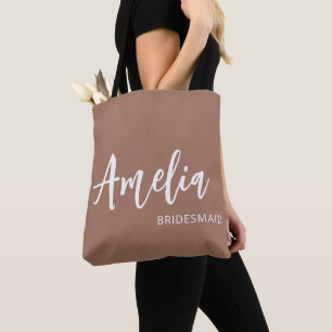 Tote Bag Nom de script personnalisé Mocha Bachelorette Part
