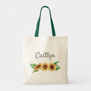 Tote Bag Nom de Tournesol Rustique Monogramme Femmes Fille