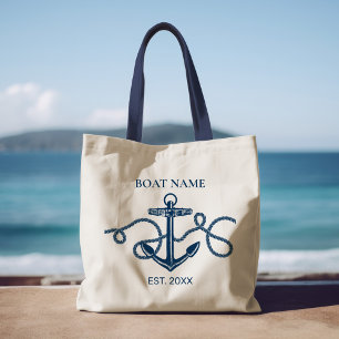 Tote Bag Nom du bateau de la corde d'Ancres nautiques