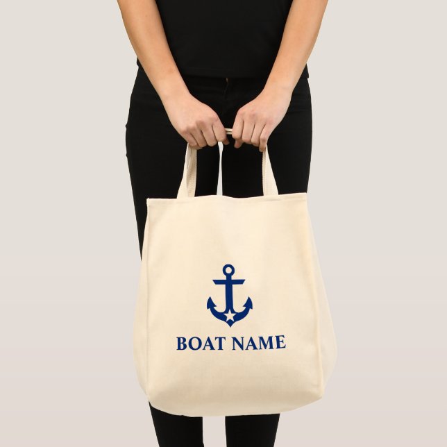 Tote Bag Nom du bateau nautique Ancre Star Épicerie (Devant (produit))