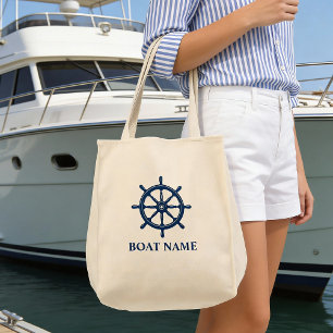 Tote Bag Nom du bateau Navires Roue Helm Éco Convivial Épic