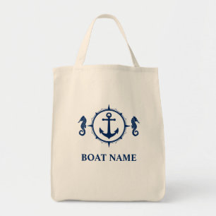 Tote Bag Nom du bateau Seahorse Ancre Éco-Friendly Épicerie