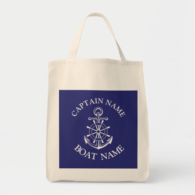 Tote Bag Nom du capitaine de bateau sur mesure marine marin (Devant)