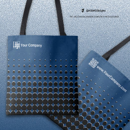Tote Bag Nom du logo de l'entreprise QR-Code Bleu Noir Blan