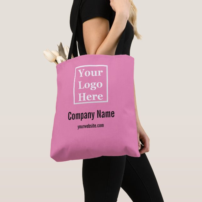 Tote Bag Nom du logo de l'entreprise Site Modèle rose et no (De près)