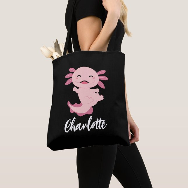 Tote Bag Nom du monogramme de l'axe rose (De près)