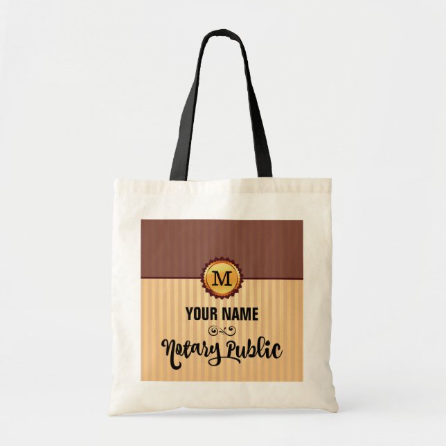 Tote Bag Nom du monogramme du sceau d'or public du notaire  (Devant)
