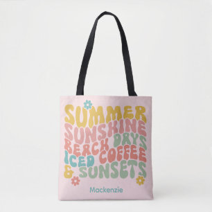Tote Bag Nom du monogramme rose d'été Super