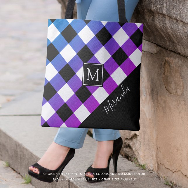 Tote Bag Nom du monogramme rose violet de Buffalo (Créateur téléchargé)