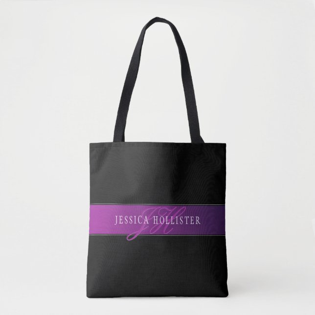 Tote Bag Nom élégant et montant initial/s (Devant)