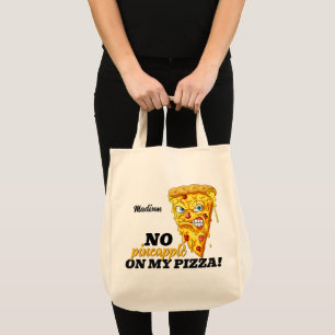 Tote Bag Nom et ingrédient personnalisés Pizza en colère