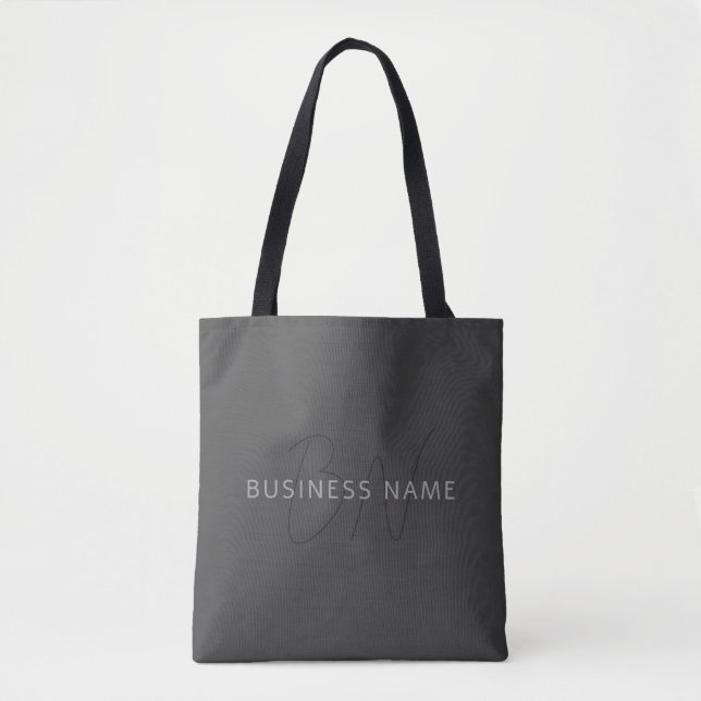 Tote Bag Nom et monogramme du cool | gris foncé (Devant)