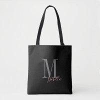 Nom et monogramme noir simple personnalisé