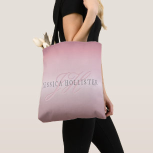 Tote Bag Nom et monogramme   Soft FAUX Rose Gold Blush