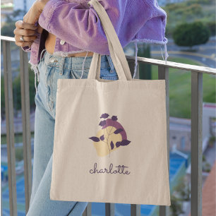 Tote Bag Nom Fleur & Script Moderne Boho
