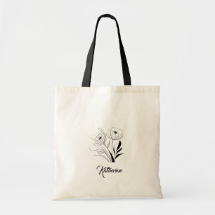 Tote Bag Nom floral personnalisé Fourre-tout pour maman