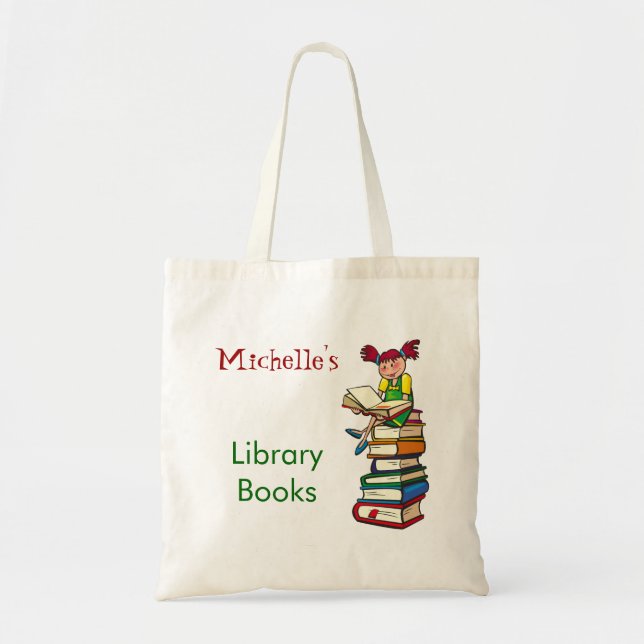 Tote Bag Nom mignon de coutume de cartable de bibliothèque (Devant)