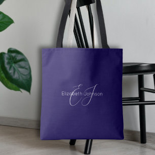 Tote Bag nom minimaliste classique bleu et blanc customisé