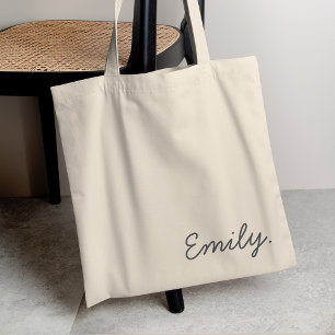 Tote Bag Nom Moderne   Monogramme Minimaliste Élégant Tenda