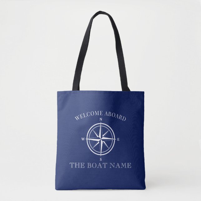 Tote Bag Nom nautique Rose Compass  (Devant)