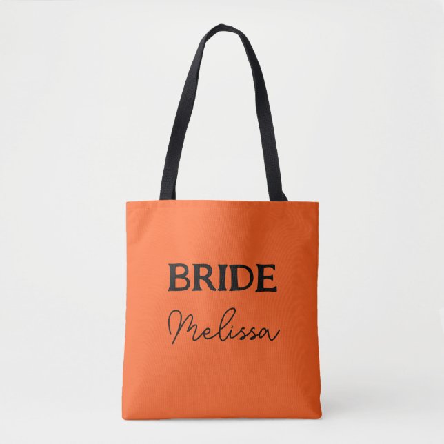 Tote Bag Nom orange de la mariée d'Halloween (Devant)