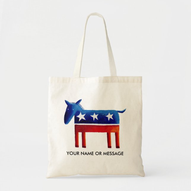 Tote Bag Nom ou message personnalisé de l'âne démocratique (Devant)