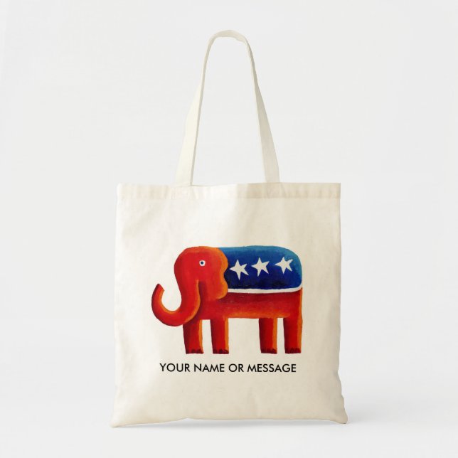 Tote Bag Nom Ou Message Personnalisé De L'Éléphant Républic (Devant)