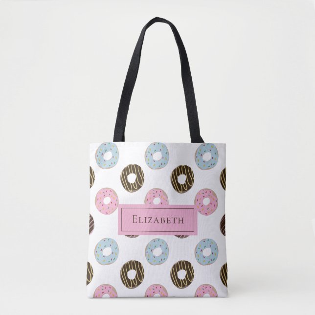 Tote Bag Nom personnalisé Bains Pastel Sweet Tooth Texte (Devant)