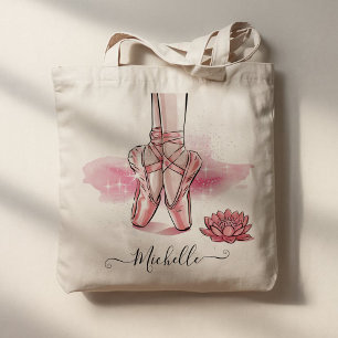 Tote Bag Nom personnalisé Ballet Ballerina Chaussures Danse