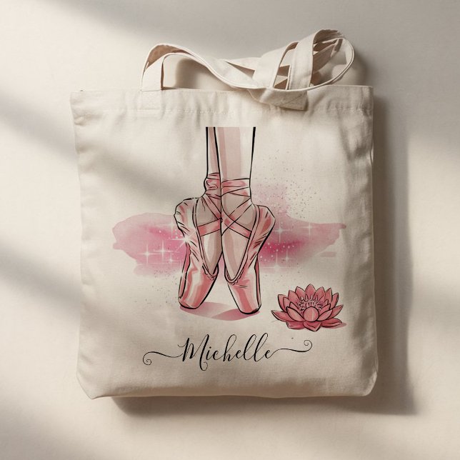 Tote Bag Nom personnalisé Ballet Ballerina Chaussures Danse (Créateur téléchargé)