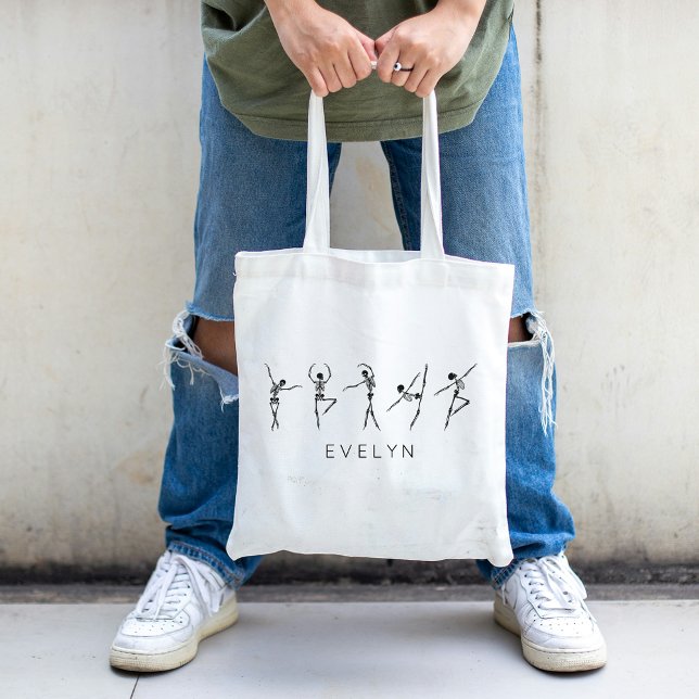 Tote Bag Nom personnalisé Ballet de danseuse de squelette t (Custom Name Chic Dry Bones Dancer Tote Bag)