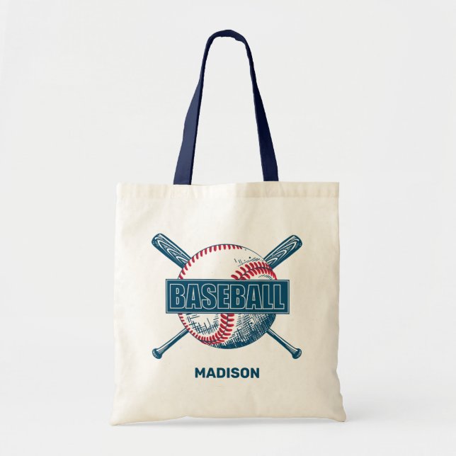 Tote Bag Nom personnalisé Baseball (Devant)